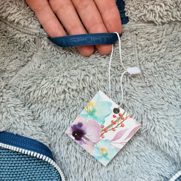 La Sportiva Ayona Hoodie S Sherpa Fleece Jacket Reversible Teal Blue Climbers - Picture 9 of 15